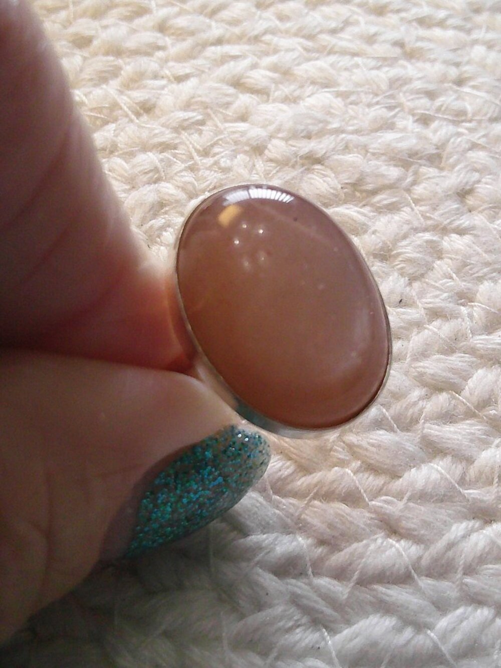 Beautiful PINK MOONSTONE Handmade Sterling 925 Ring Size 8.25 #822E